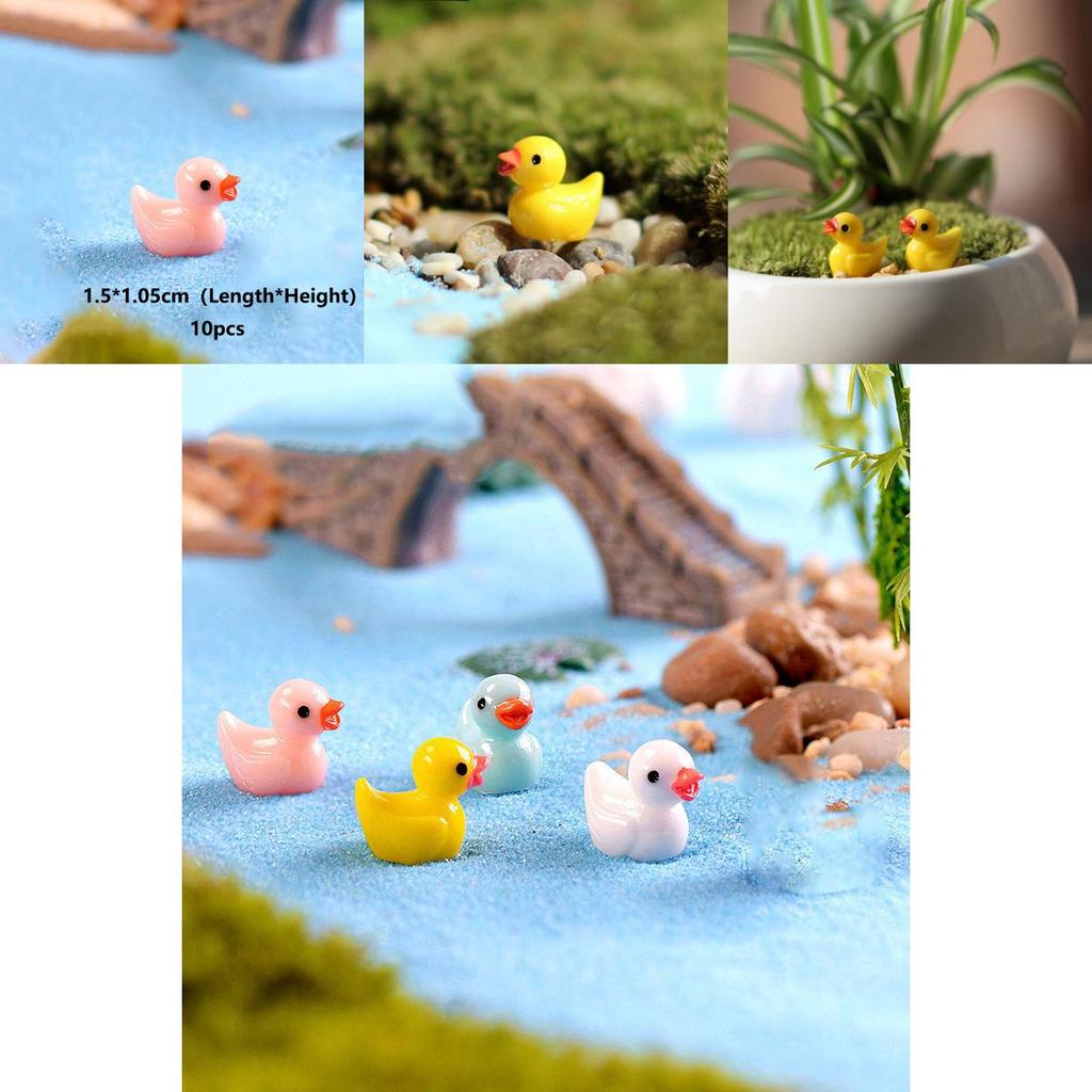 Adorable 5 Colors Mini Colorful Duck Resin Ornaments For Charming Micro Landscapes