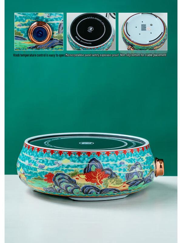 Cha Xun Handmade Landscape Glass Steaming Tea Set with Electric Stove