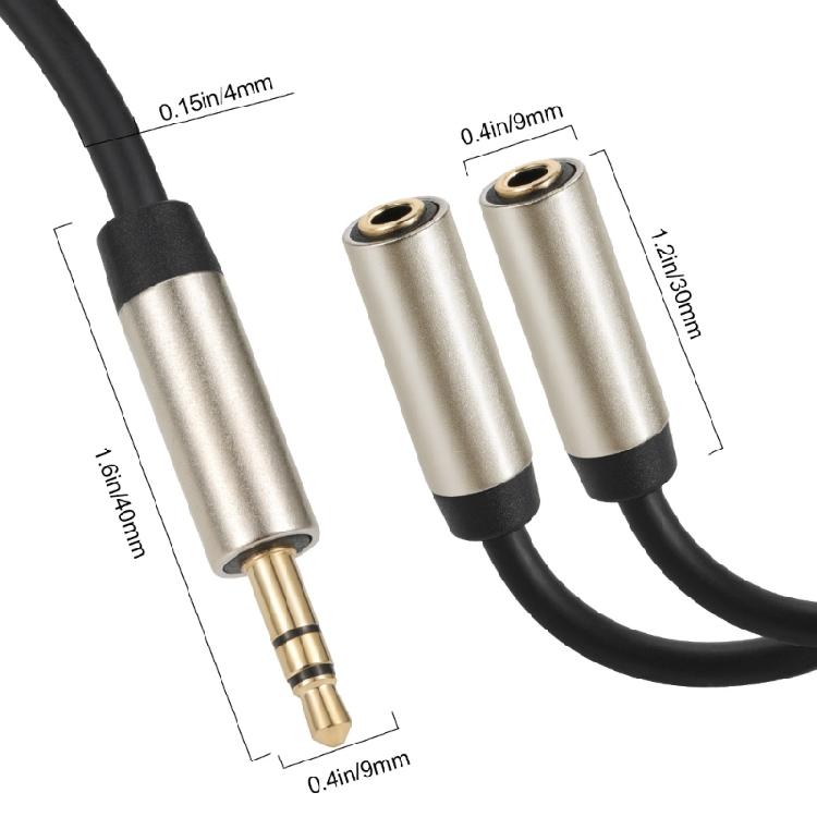 Headphone Splitter, 3.5mm Male To 2 Female Port,7.87''/20cm Right Angled Extension Cable for Phone, Tablet & More