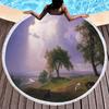 Landscape Art Oil Painting Round Beach Blanket Water Absorbent And Quick Drying Polyester Beach Towel Pool Towel Picnic Blanket
