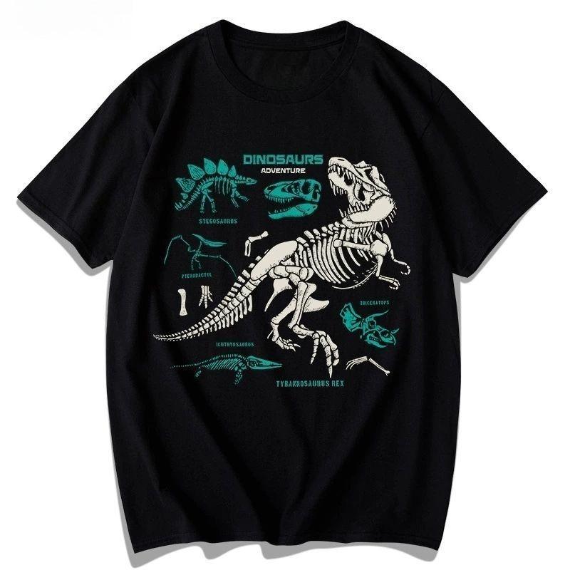 New 2026 Stegosaurus Archaeology Print TShirt Unisex Loose Plus Size Crew Neck Short Sleeve Casual Dino Graphic Tee Hot Sale