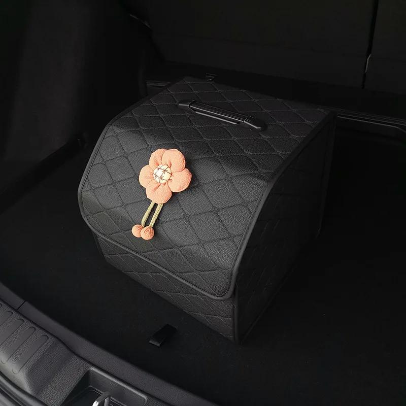 Large Capacity Car Trunk Organizer Box Household Multiuse Storage Bag Foldable Leather Stowing Tidying Emergency Storage Boxes