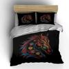 Colorful Floral Horse Artwork Set Soft Comfortable Duvet Cover Bedding Set Included 1*Duvet Cover & 2*Pillowcases, Gift