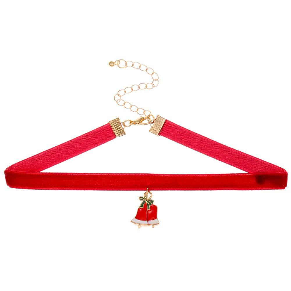 

Мультяшный Рождественский Чокер Мультяшная Подвеска Санта Чокер Модные Бархатные Ожерелья-Воротники Подарок Red-Bell