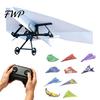 Hand Assembled Glider Toy Remote Control Paper Airplane Kit, with 16/32 Colorful Paper, DIY Electric RC Plane Gyro Stabilizer, Aircraft Assembly