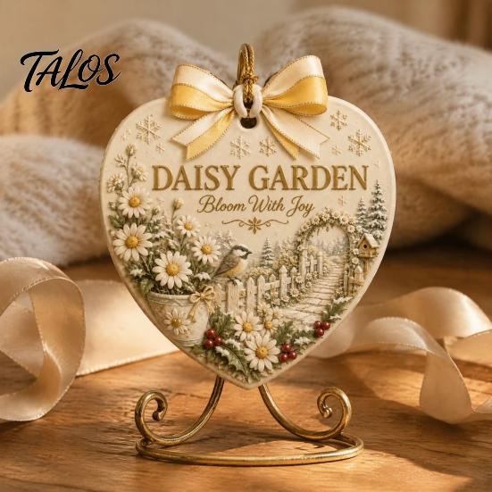Seasonal Decorative Hanging Pieces Heart Shape Christmas Ornament, Sunflower/Lavender/Wildflower Garden Acrylic Decoration, Gift for Celebration Xmas