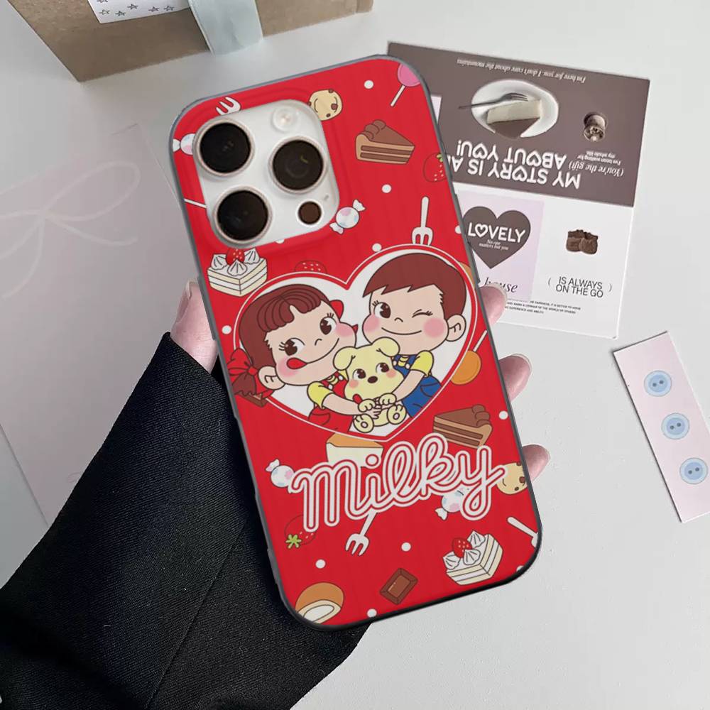 Fujiya Milky Peko Chan For IPhone 16 15 14 13 12 11 17 Pro Max Plus Wave Corrugated Phone Case Anti Drop Cover
