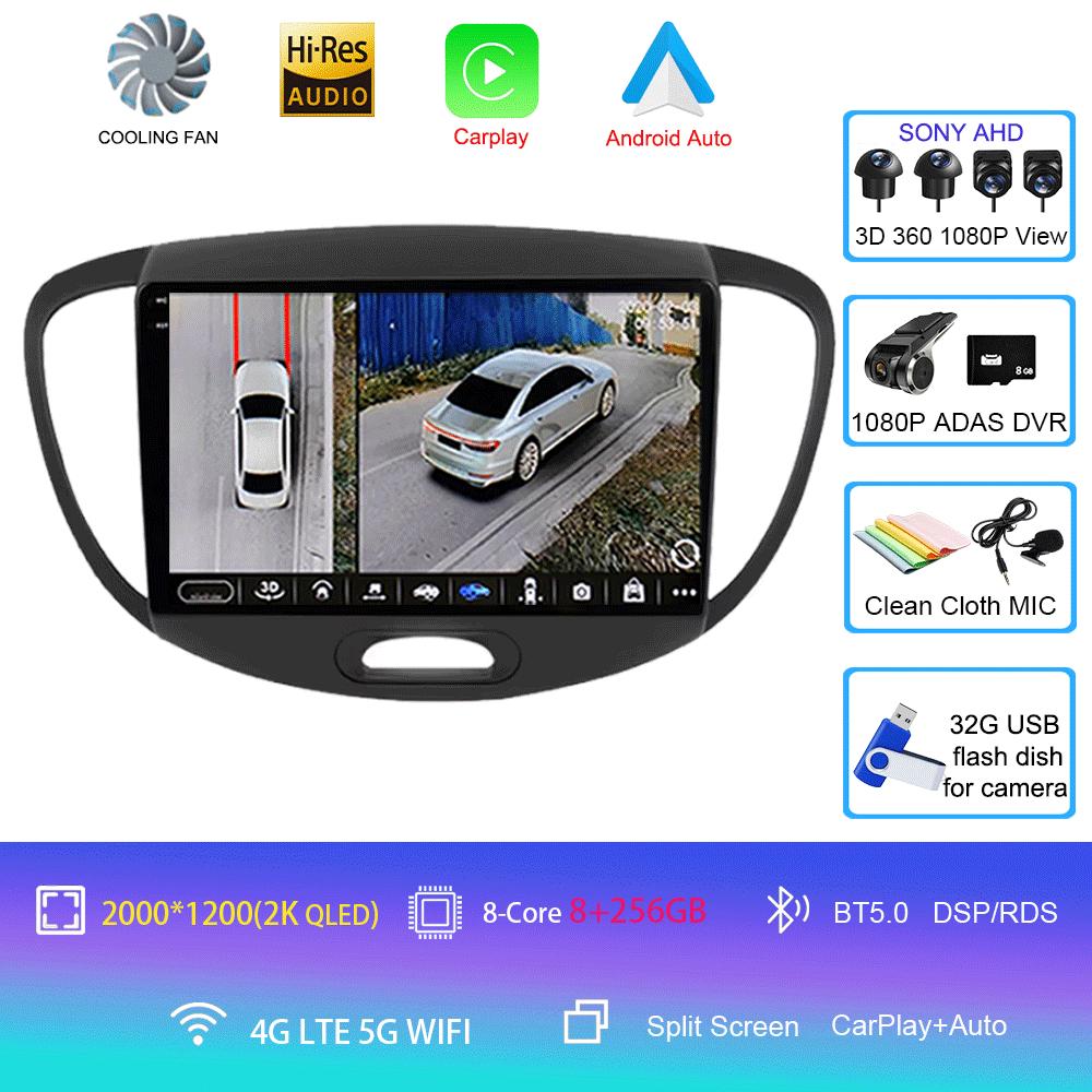 For Hyundai Grand i10 2008-2012 2 din Android Auto Radio Carplay Car Multimedia Player GPS autoradio Bluetooth Android 14 Auto
