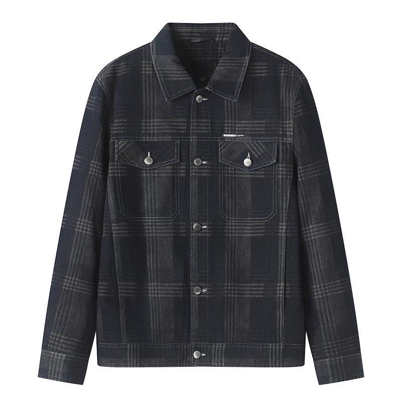 

Brand Men s Plaid Turn-Down Collar Casual Jacket for Autumn & Winter J1U045 175/92A серый/чёрный