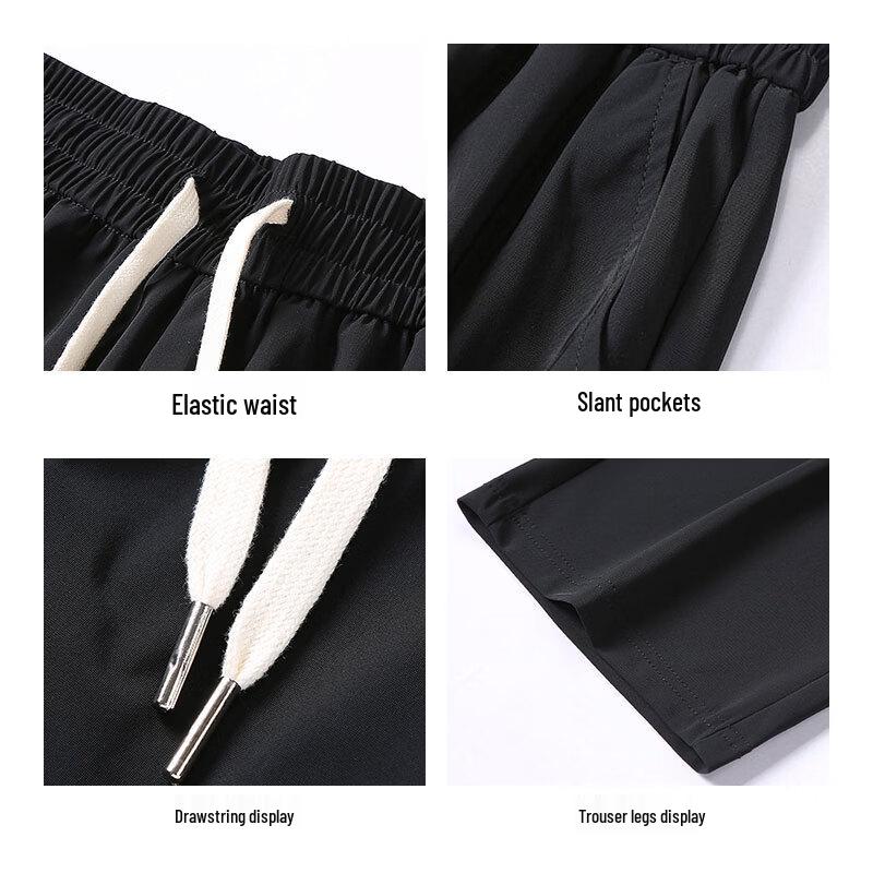 JEEP SPIRIT Men's Summer Ice Silk Quick-Dry Straight Fit Cropped Casual Pants