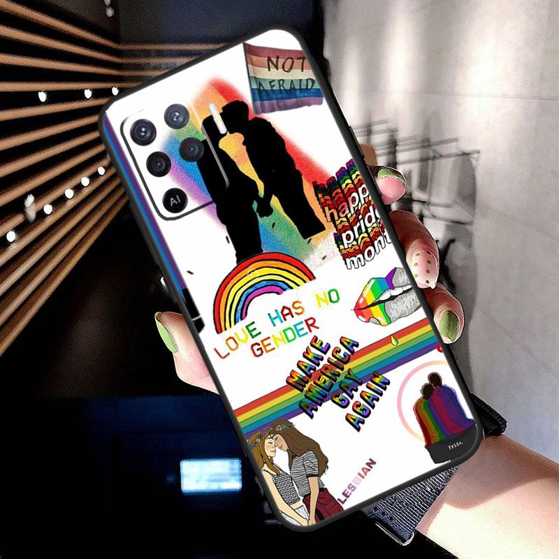 Gay Lesbian LGBT Rainbow Pride Case For Oppo A74 A54 A94 A80 A60 A40 A18 A38 A58 A78 A98 A96 A76 A16 A15 A17 A57 A77 A5 Pro