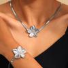 Elegant Vintage Flower Pendant Jewelry Set for Women Stainless Steel Necklace and Bracelet Perfect for Formal Occasions