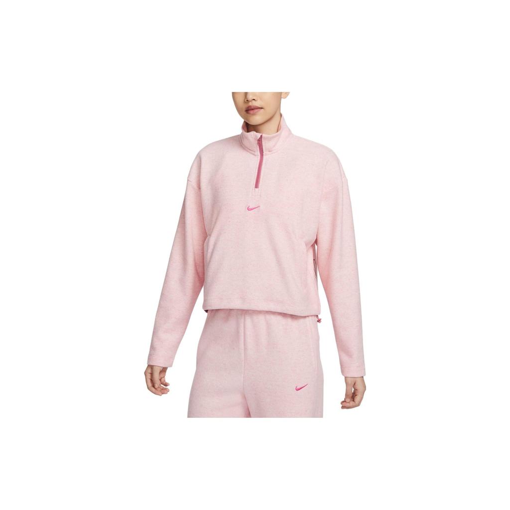 Nike Therma-Fit Solid Stand Collar Half-Zip Long Sleeve T-Shirt Women Tops Light-Berry-Red FV4014-632