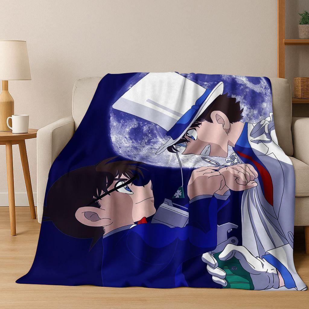Retro Anime Detective Conan Cartoon Flannel Blanket,Warm and Cozy Soft Throw Blanket for Home Bedroom Bed Sofa Picnic Cover Kids