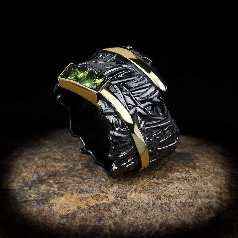 Source of Purple Gems Horse Eye Black Gold Electroplating Womens Ring Hand Dress