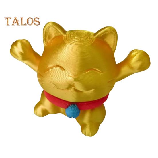 3D Printed Telescopic Cat Figurine Mini Fortune Cat Figure Simulated Animal Model Toy Home Office Bookshelf Desktop Decoration Ornament