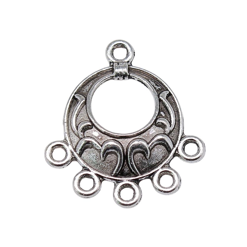 

10 шт. пористый разъем для сережек, компоненты ювелирных изделий, аксессуары, античное серебро, цвет цинкового сплава, 25X23 мм