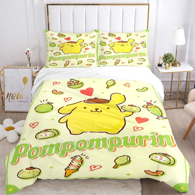 3pcs Pompompurin's Sweet Delights Bedding Set 1 Soft Quilt Cover + 2 Pillowcases, Machine Washable Suitable for All Seasons, Perfect Gift S079