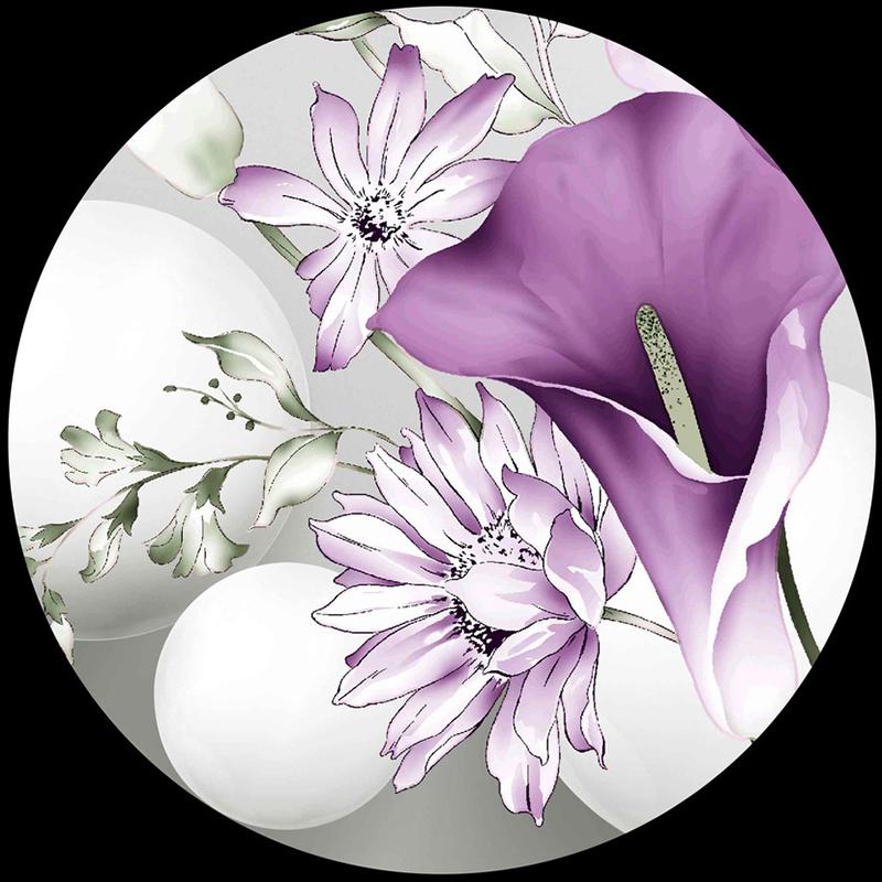 Photo Wallpaper 3d Stereo Circle Ball Purple Calla Flower Murals Modern Bedroom Living Room Tv Background Wall Painting