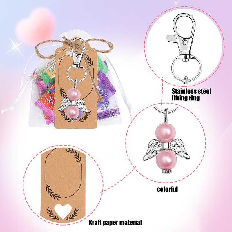 Guardian Angel Pendants, Pack Of 24 Wedding Favours, Guest Gifts, Guardian Angel With Organza Bag, Kraft Paper Tags For Wedding