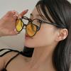 [Pouch Included] Magnetic Detachable Color Sunglasses with Horn Rim