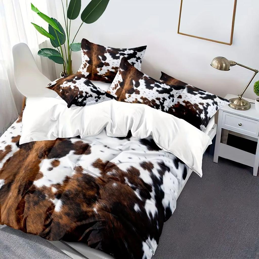 Brown Polka Dot Cow 3D Print Bedding Set Washable Comfortable Duvet Cover King Queen Twin Single Size Bithday Gift Bedroom Decor