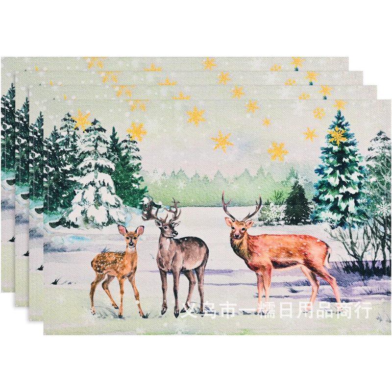 Christmas Snowman & Snowflake Plaid Insulated Placemat - Festive Table Decoration