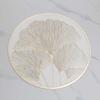 Napperon Rond Résistant à la Chaleur Design Ginkgo Protection Or Argent Table Feuille Tapis Anti-Brûlure Isolé