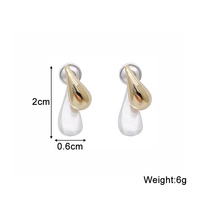 Trendy New 2 In 1 Detachable Stud Earrings for Women Gold Color Water Drop Studs Unusual Earrings Silver Color Metal Earrings
