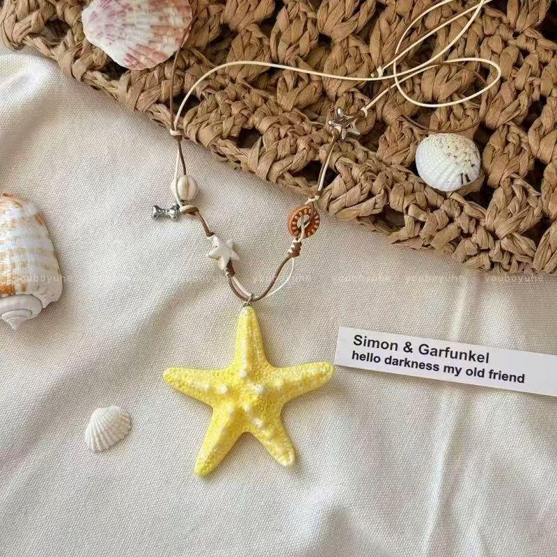 Seaside Vacation Wind Dopamine Shell Beaded Necklace Girls Niche Design Sense Collarbone Chain Summer Vacation Wind Match