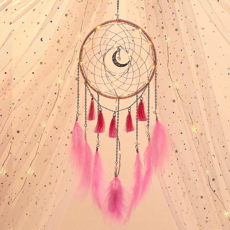 Obří lapač snů Měsíc - Boho větrný zvonkohra do dívčího pokoje, Tkané umění Narozeninový dárek