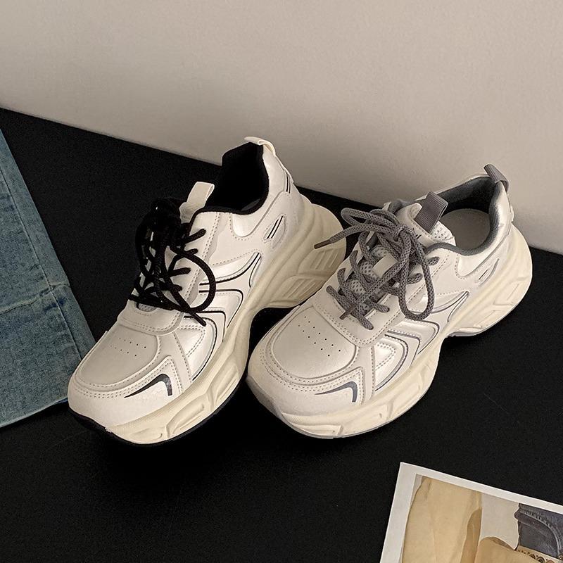 Platform Dad Shoes Women's 2025 New Spring Women's Shoes Popular Versatile Casual Sports Shoes Heightening White Shoes