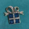 Retro Christmas Glass Rhinestone Brooch Gift Box - Fashion Holiday Pin for Coats and Suits