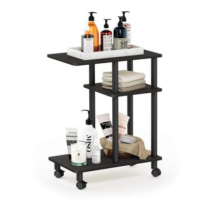 Furinno U-förmiger Beistelltisch mit Rollen, Espresso/Schwarz [Offiziell aus Japan importiert]
