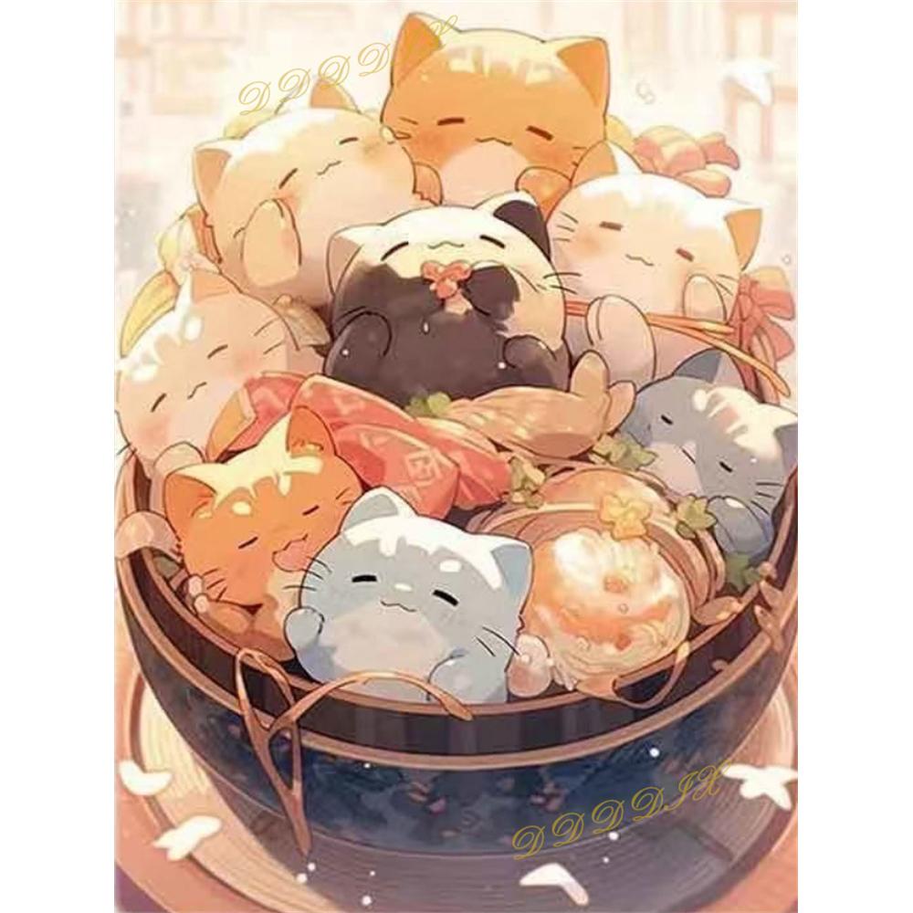 2026 New 5D Diamond Art Painting Cartoon Dessert Cute Cup Cat Mosaic Embroidery Cross Stitch Kit Home Decor Gift