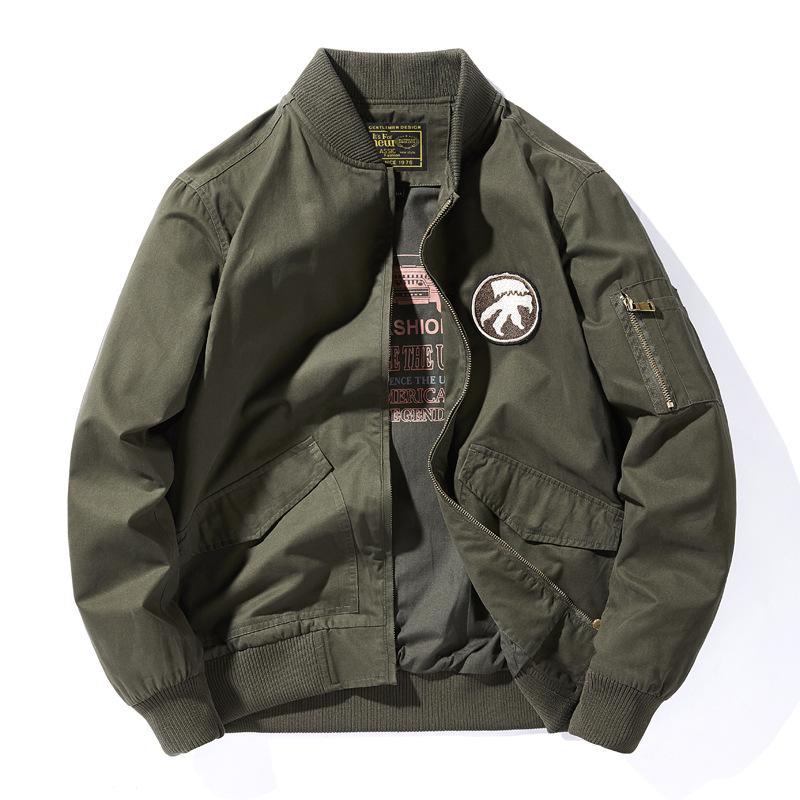 Cotton Wash Jacket Men's Spring and Autumn American Casual Tooling Loose Embroidered Baseball Jacket