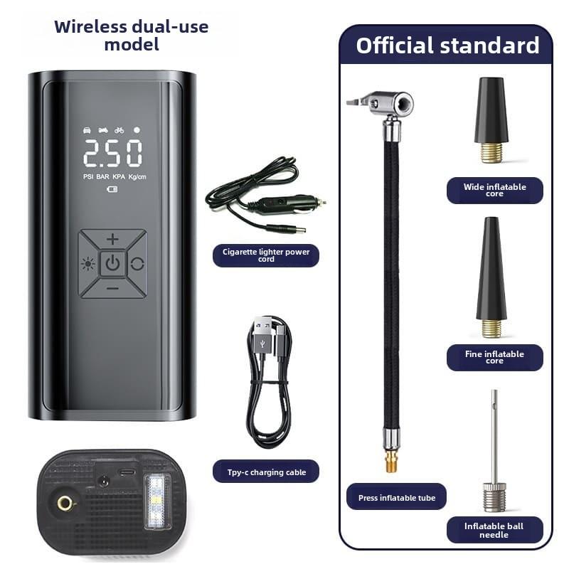 New Digital Air Pump with LED Light Outdoor Wireless Tire Inflator Air Compressor Portable Tire Pressure Gauge  LCD Display 150PSI 120W