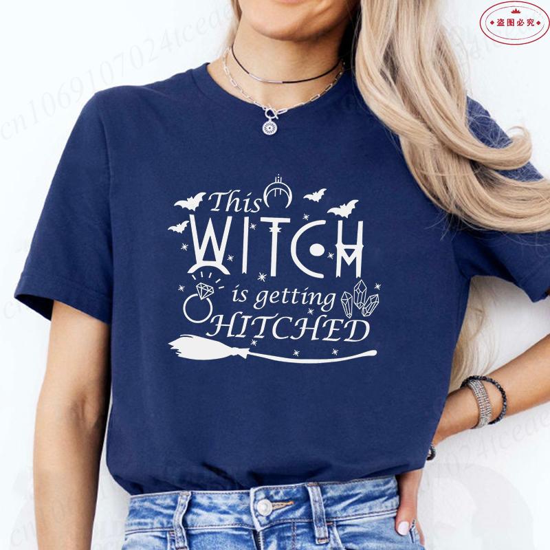 Halloween Bachelorette Party Tshirt This Witch Is Getting Hitched Tees Brides Crew Shirt Women Halloween Bridesmaid Tops