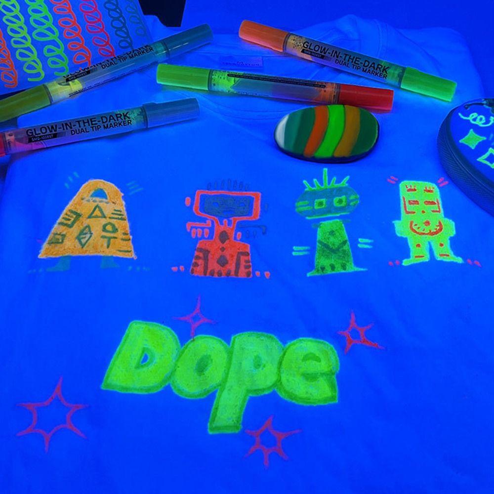Glow in The Dark Luminous Pen DIY Graffiti Highlighter Pen Fluorescent Pen  for Fabric Paper