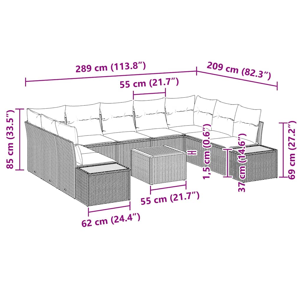 Garden Sofa Set with Cushions and Storage 5 Pcs Gray Poly Rattan