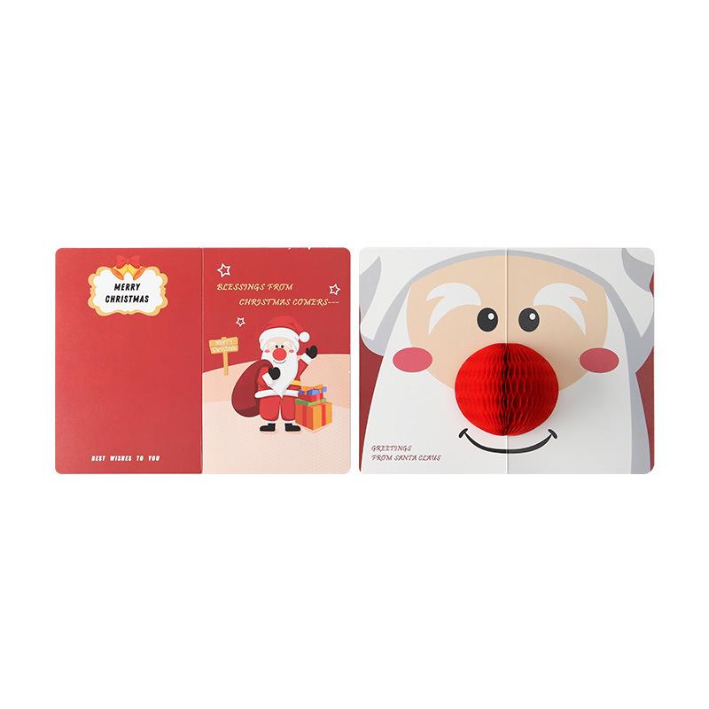 Entzückende 3D-Cartoon-Weihnachts-Waben-Grußkarte - Festliche Szenendekoration & Geschenkbotschaftskarte