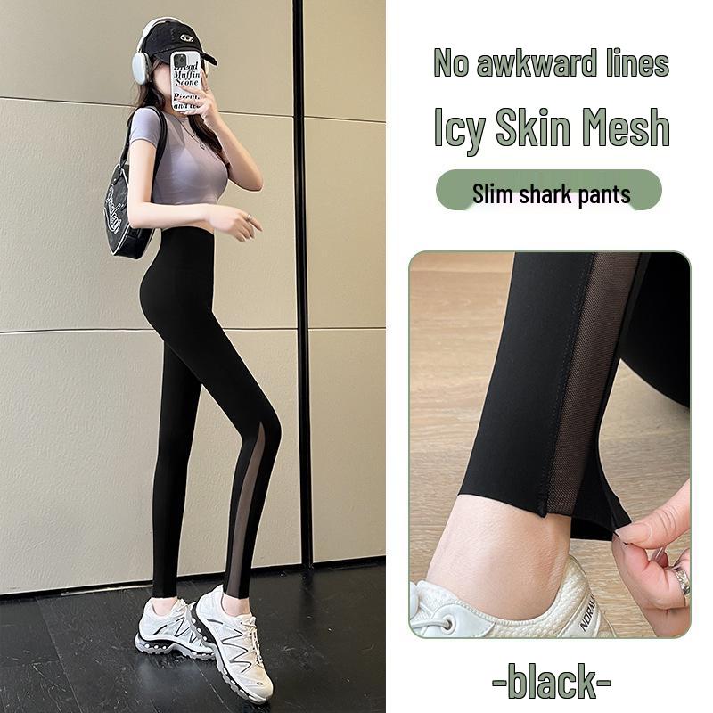 

2026 Spring/Summer Ice Silk Mesh Tummy Control Yoga Pants with Sun Protection & Butt Lifting M (Recommended 40-52 kg)
