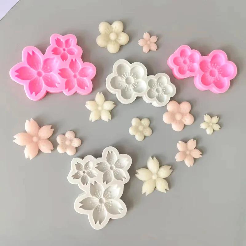 Sakura Baking Tray Flowers Shaped Plum Blossom Fondant Clay Silicone Mold for Mousse Chotolate Dessert Soap Cake Decorating Tool