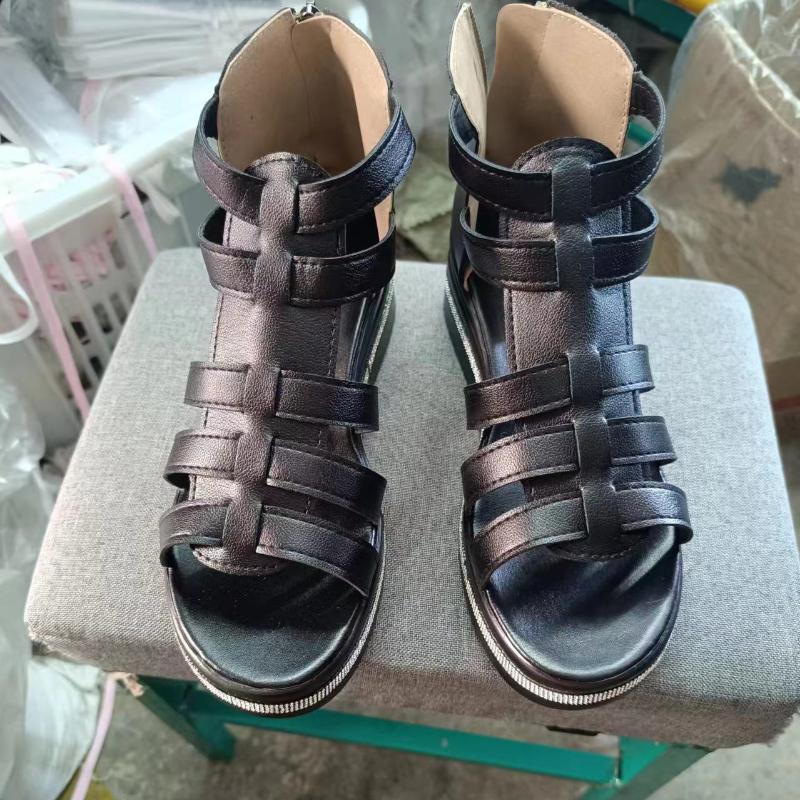 2024 Summer Women's Shoes Fashion Solid Color Multi Strap Combination Thick Bottom Zipper Water Diamond Design Cool Slippers