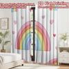 2D flat printing 2pcs Curtain Curtains Pastel Rainbow with Hearts Digital Printed Polyester Drapes Holiday Decorations for