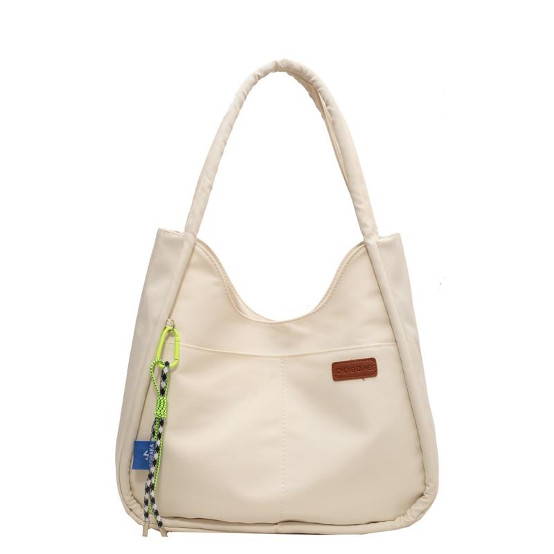 

Жіноча сумка Однотонна сумка через плече Студентська сумка великої місткості Полотняна сумка для покупок бежевий