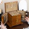 Large Capacity Solid Wood Multi-layer Drawer-style Necklace Earring Ring Jewelry Storage Box Gift Pure Color Chinese Retro