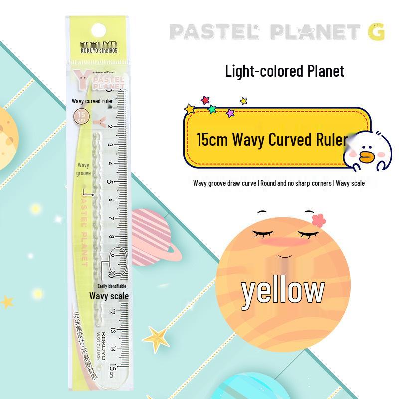 

KOKUYO 15cm Wavy Curved Transparent Ruler - Safe Design with Soft Edges 15cm жовтий