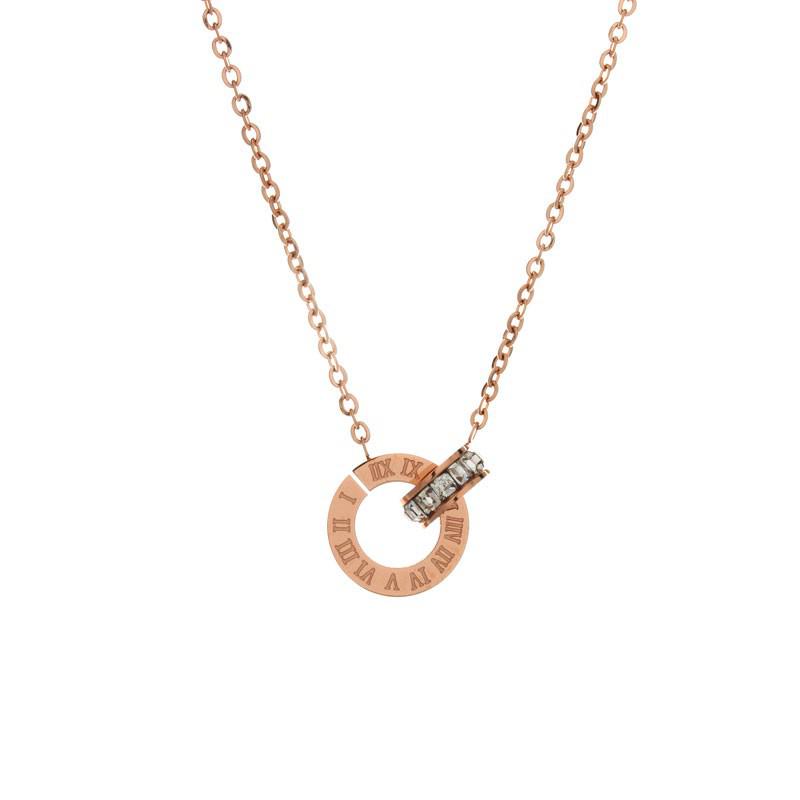 Rome Double Ring Clavicle Necklace: Summer Light Luxury Titanium Steel Pendant for Women