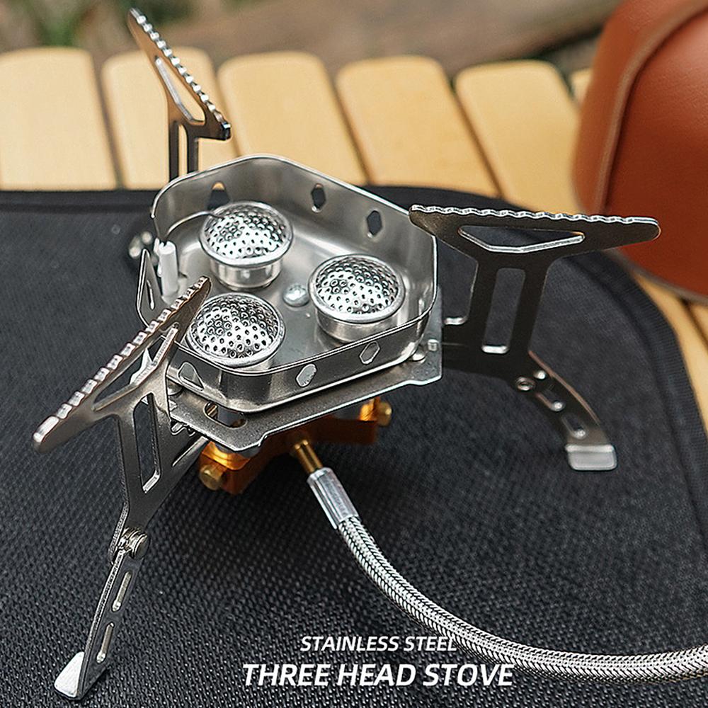 TOMSHOO 5800W Foldable Camping Gas Stove 3 Burners Piezo Ignition Lightweight Windproof Backpacking Stove Outdoor Cooking Stove